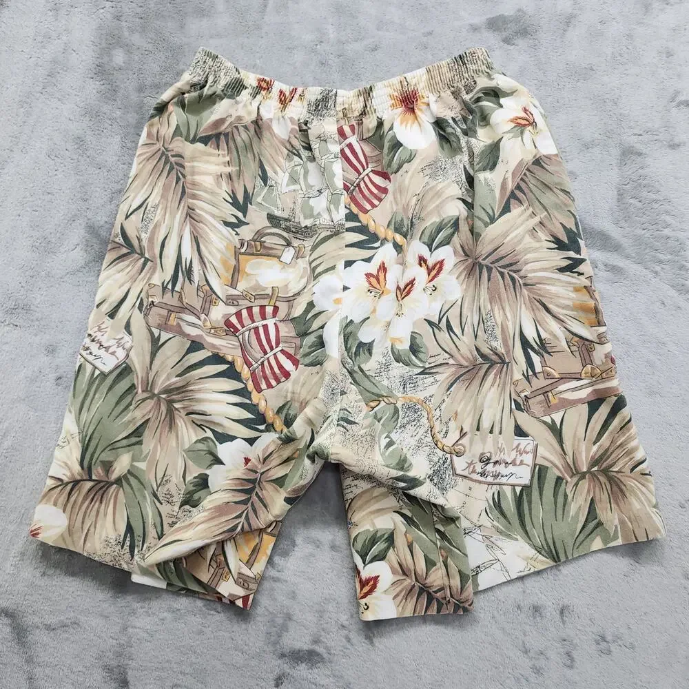 Vintage Alfred Dunner‎ Shorts Womens 12 PETITE Floral Tropical Pull On Loose Fit